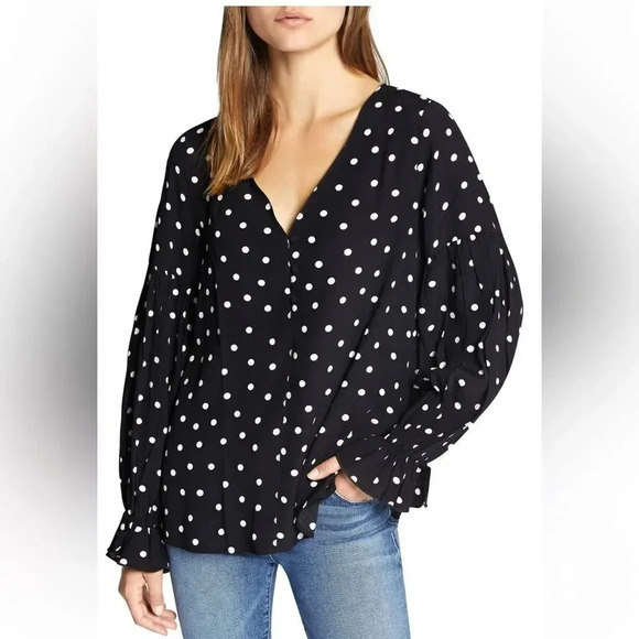 Sanctuary Alma XS polka dot black and white blouse - Picture 1 of 6